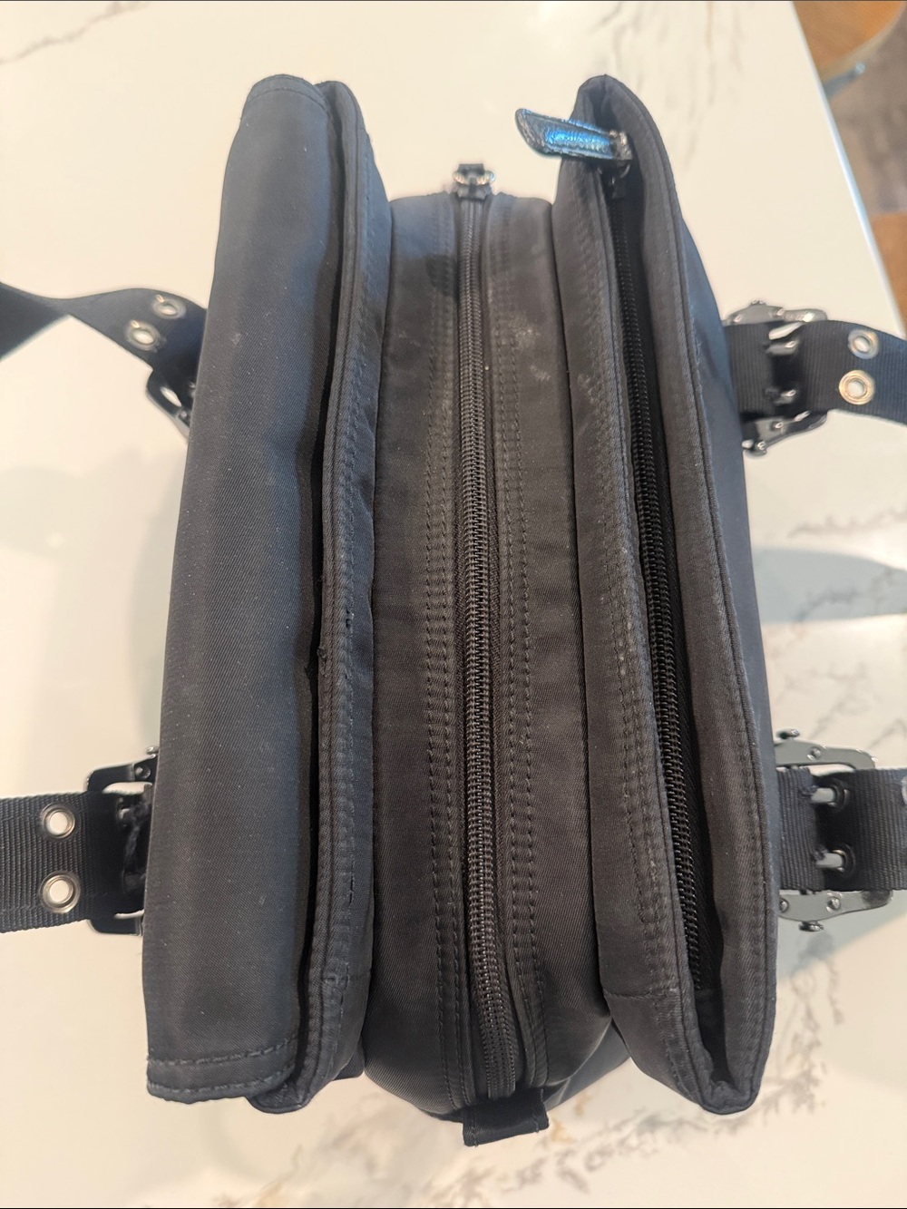 Franco Sarto Black Mini Tote with Buckle Accents - Picture 3 of 8